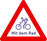 Schild Mit dem Rad